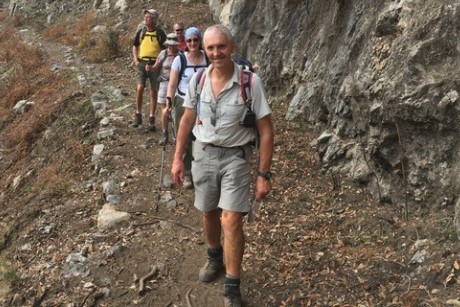 Peter 'Wolfy' Snelson leads the group on a route
